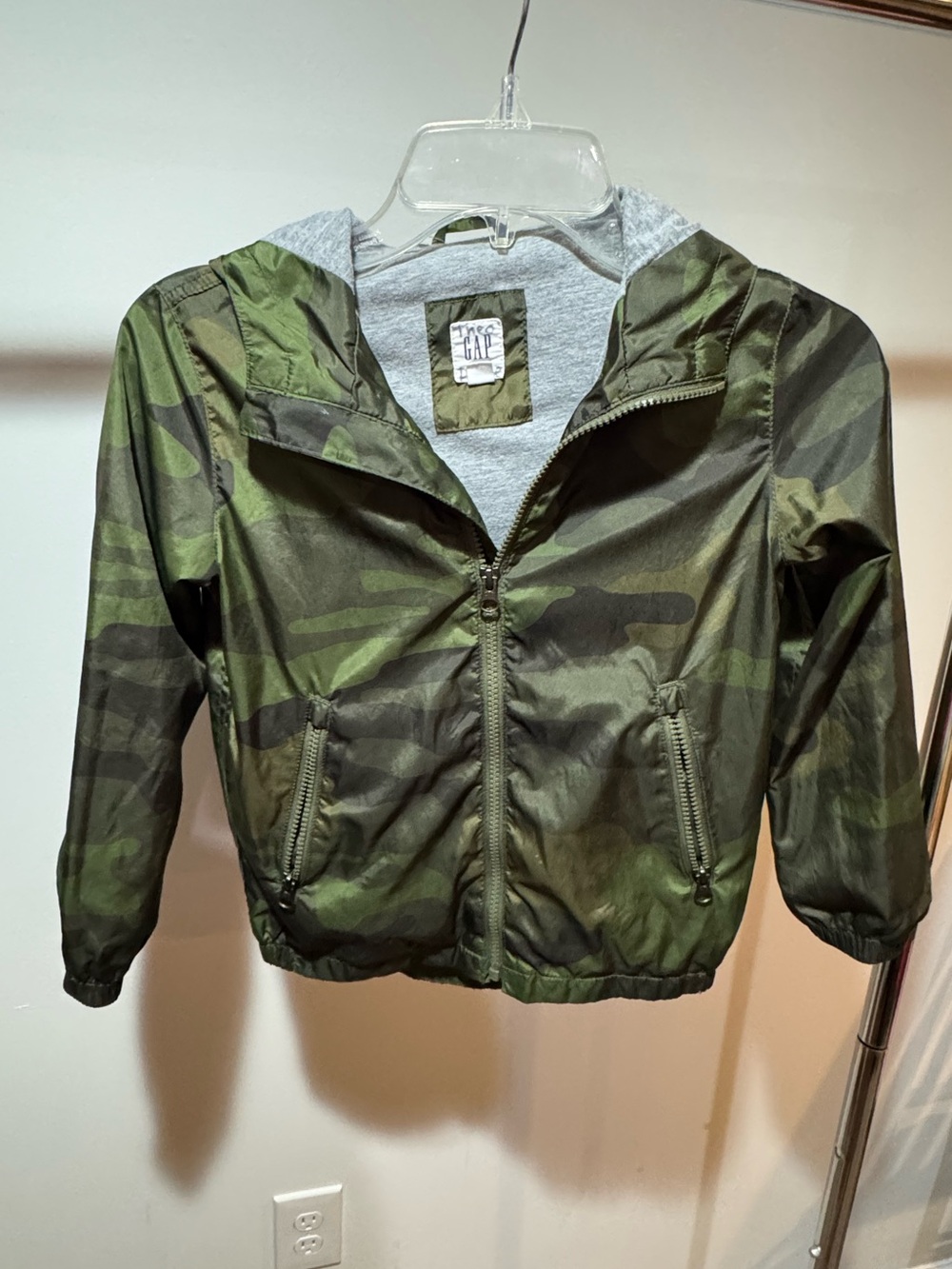 GAP Green Camouflage Hooded Windbreaker Jacket